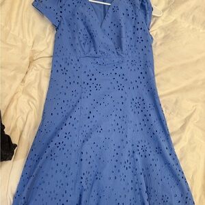 Maggy London Blue Flutter Sleeve V-Neck Midi Dress
